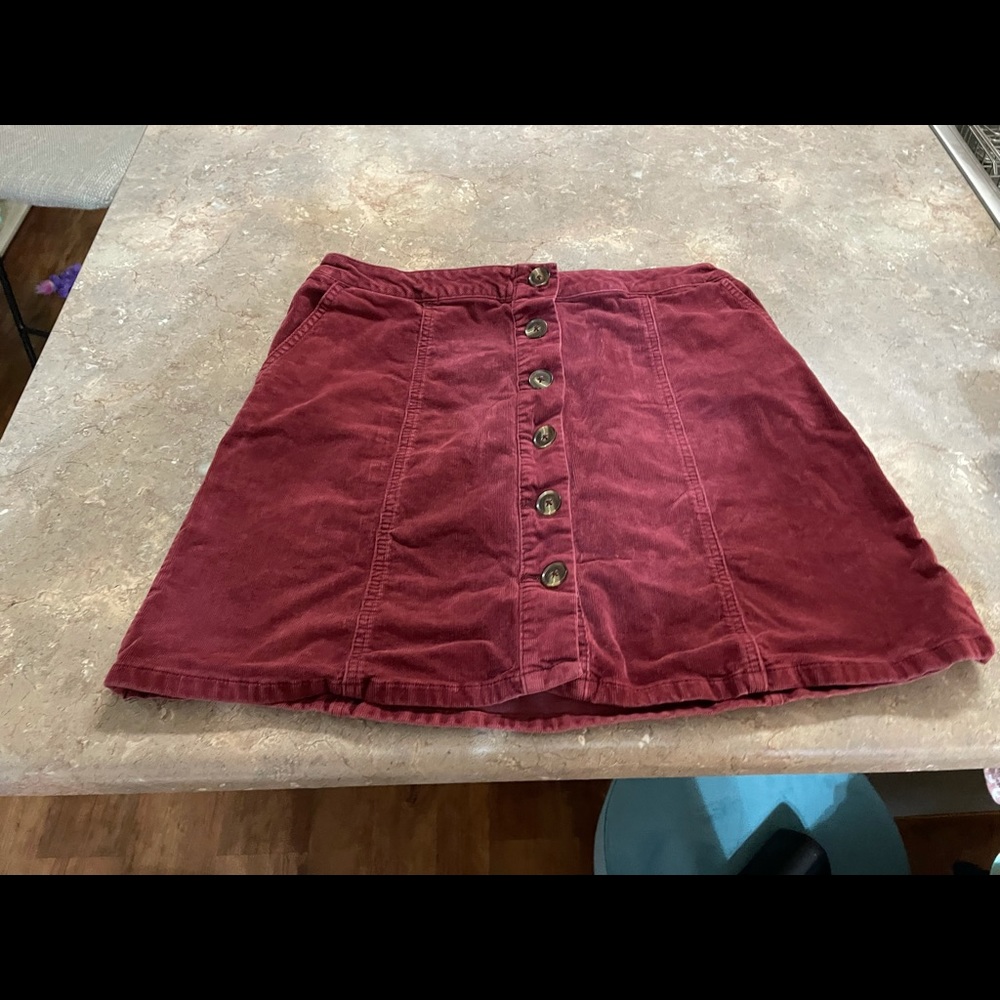 Red corduroy skirt
